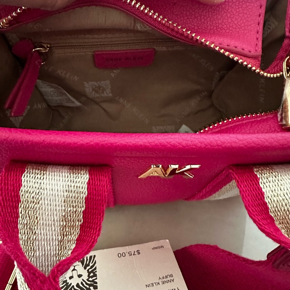Anne Klein Hibiscus Crossbody Mini Tote with Cream/Gold Accents - Picture 3 of 7